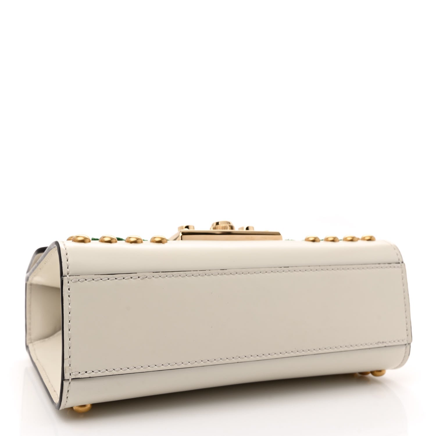 Gucci Calfskin Floral Embroidered Small Padlock Shoulder Bag White 4 of 11