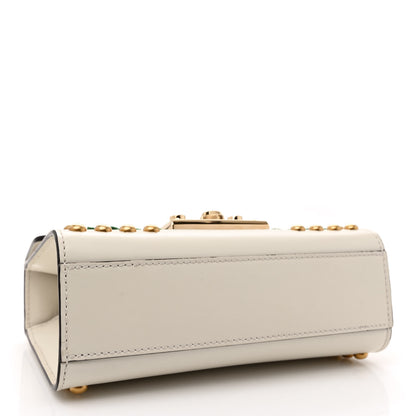 Gucci Calfskin Floral Embroidered Small Padlock Shoulder Bag White 4 of 11