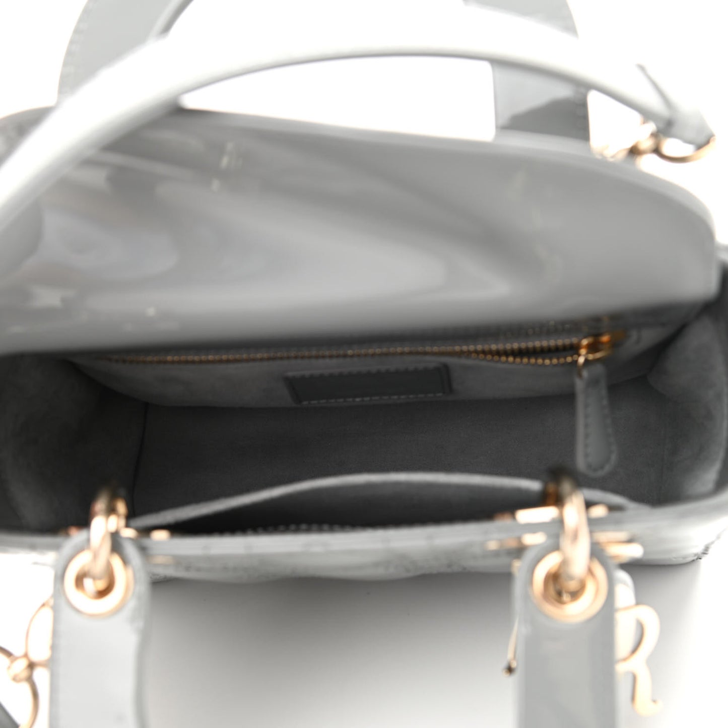 Patent Cannage Small Lady Dior Grey