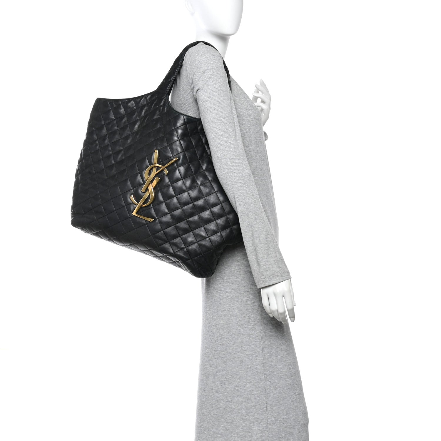 Saint Laurent Lambskin Quilted Maxi Icare Shopping Tote Black 2 of 18