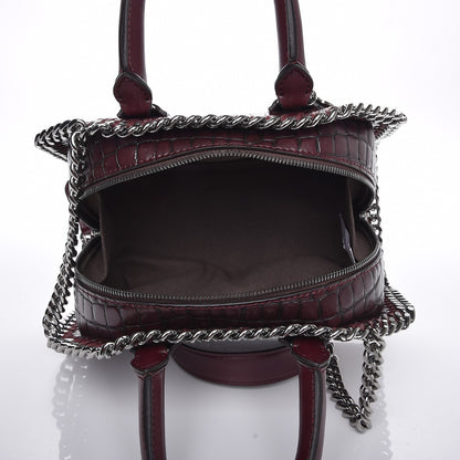 Stella McCartney Faux Leather Crocodile Embossed Mini Falabella Box Top Handle Bag Burgundy 6 of 9