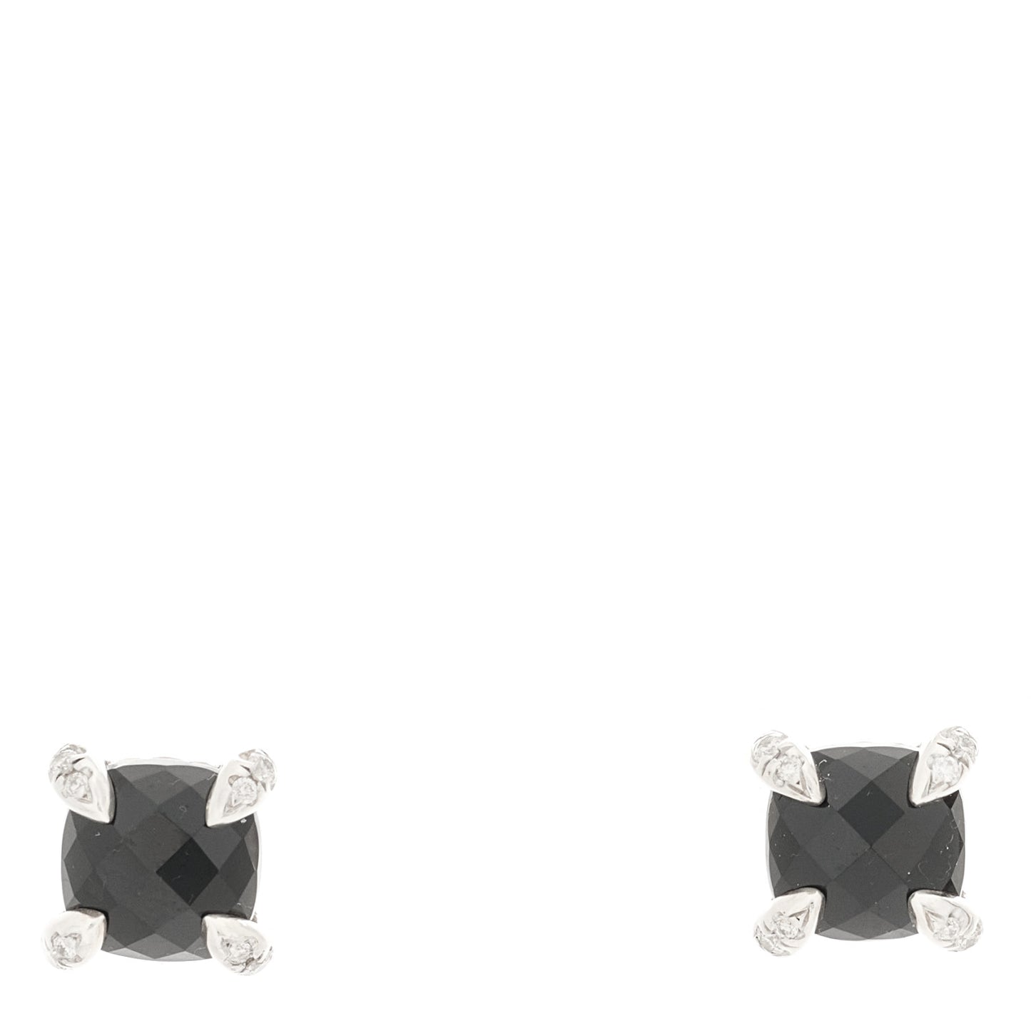 Sterling Silver Diamond Black Onyx Petite Chatelaine Earrings