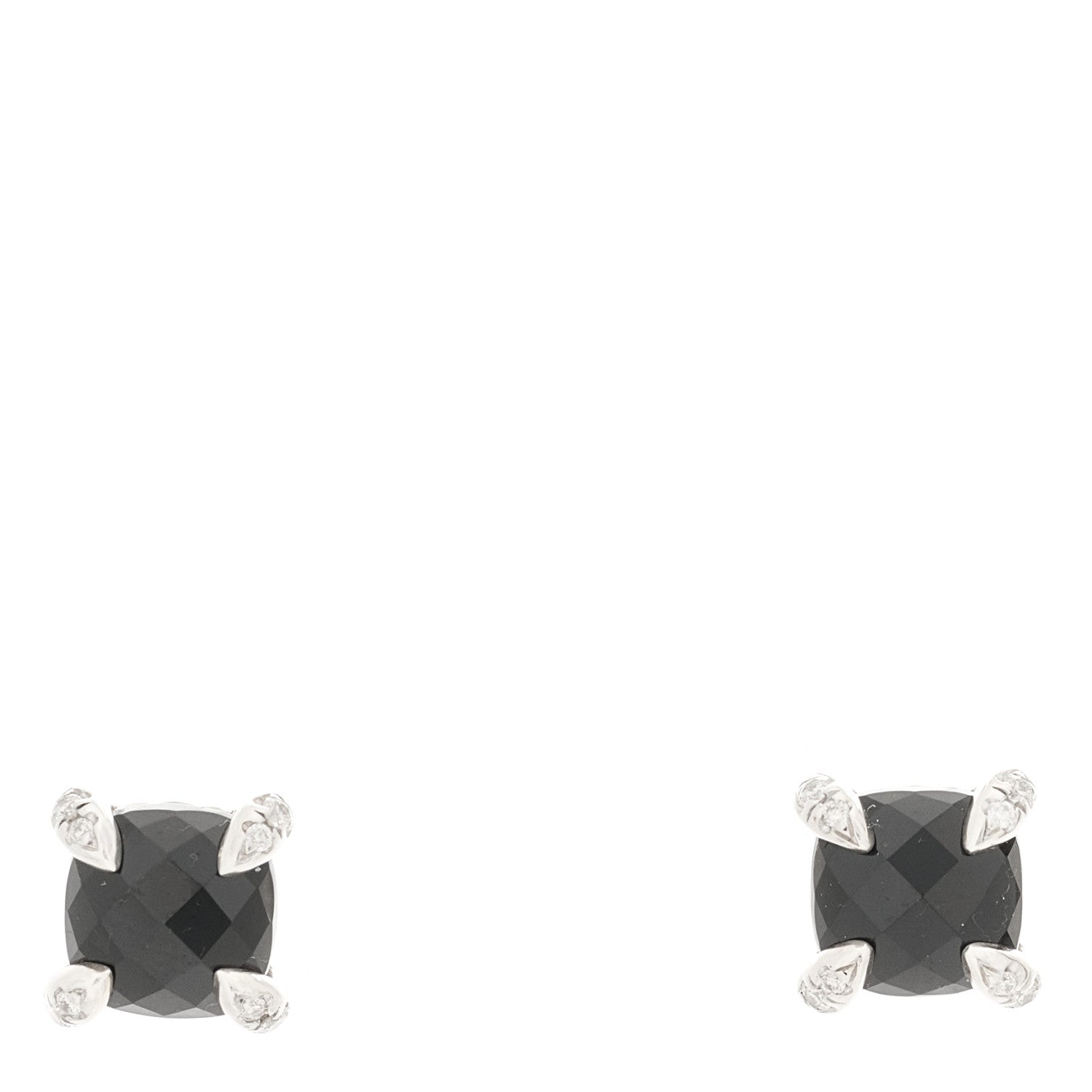 David Yurman Sterling Silver Diamond Black Onyx Petite Chatelaine Earrings 1 of 5