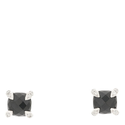 David Yurman Sterling Silver Diamond Black Onyx Petite Chatelaine Earrings 1 of 5