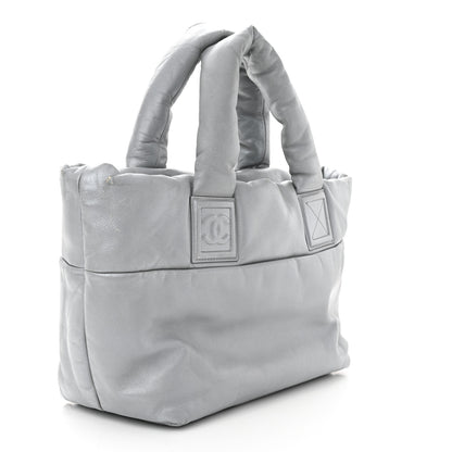 Chanel Metallic Lambskin Quilted Small Coco Cocoon Reversible Tote Light Grey 3 of 23