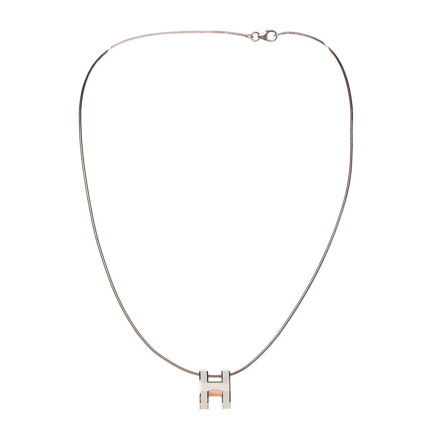Lacquered Rose Gold Pop H Pendant Necklace White