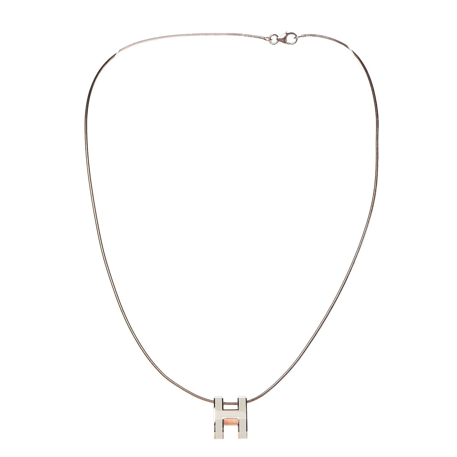 Hermes Lacquered Rose Gold Pop H Pendant Necklace White 3 of 8