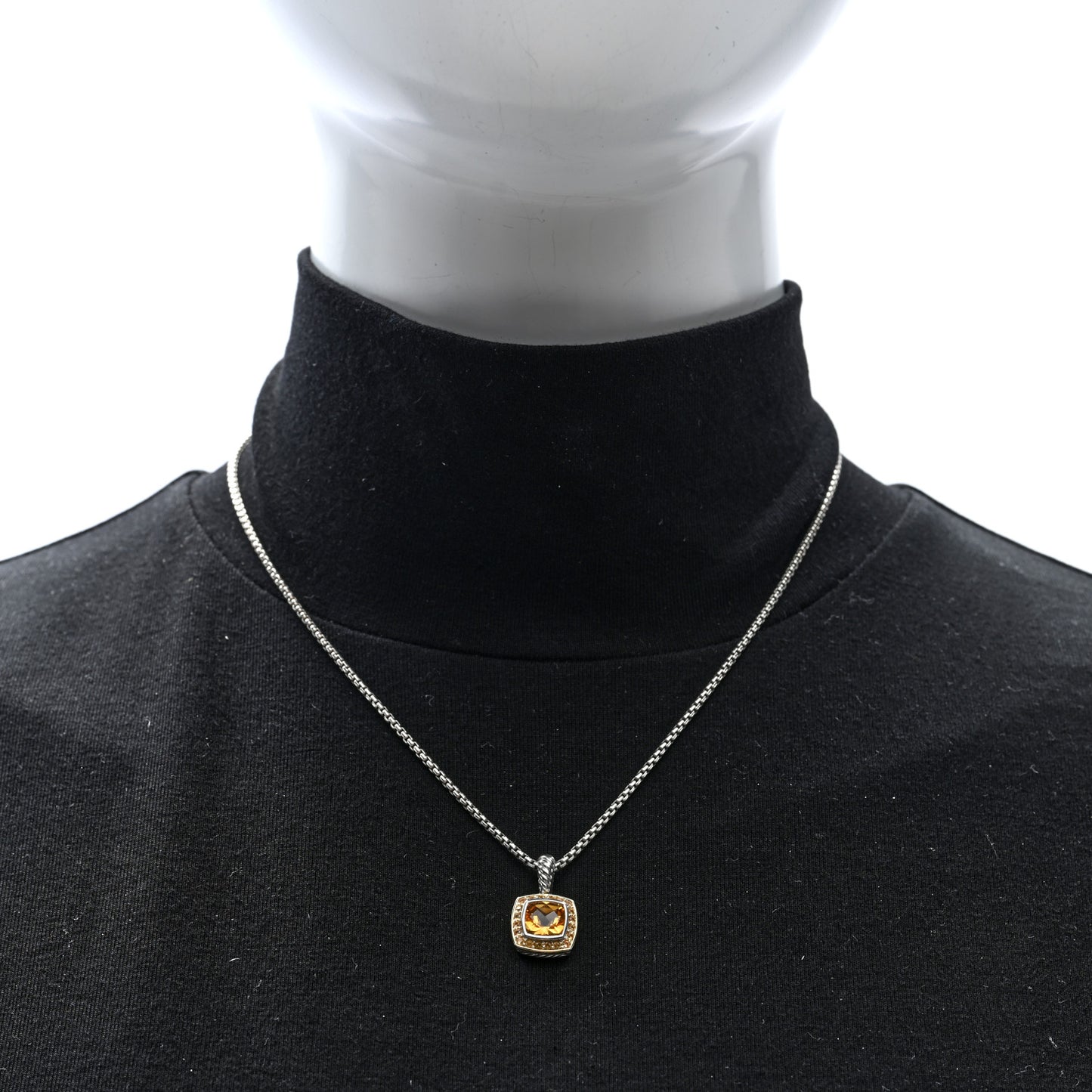 Sterling Silver 18K Yellow Gold Diamond Citrine Yellow Sapphire 7mm Petite Albion Necklace