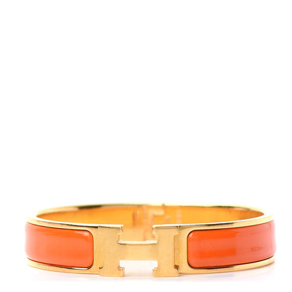 Hermes Enamel Narrow Clic Clac H Bracelet PM Orange 1 of 4