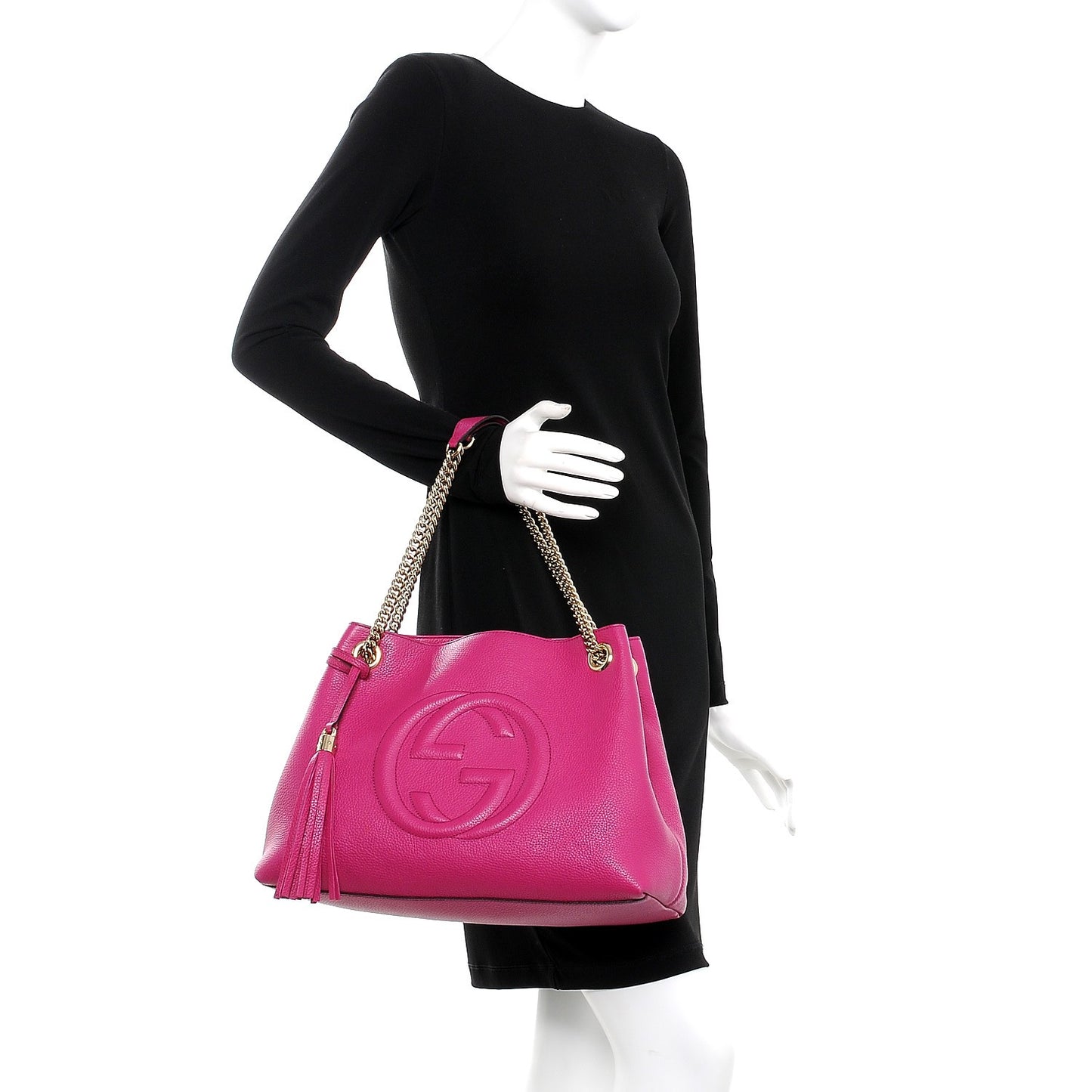 Cellarius Calfskin Medium Soho Chain Shoulder Bag Bright Bouganville