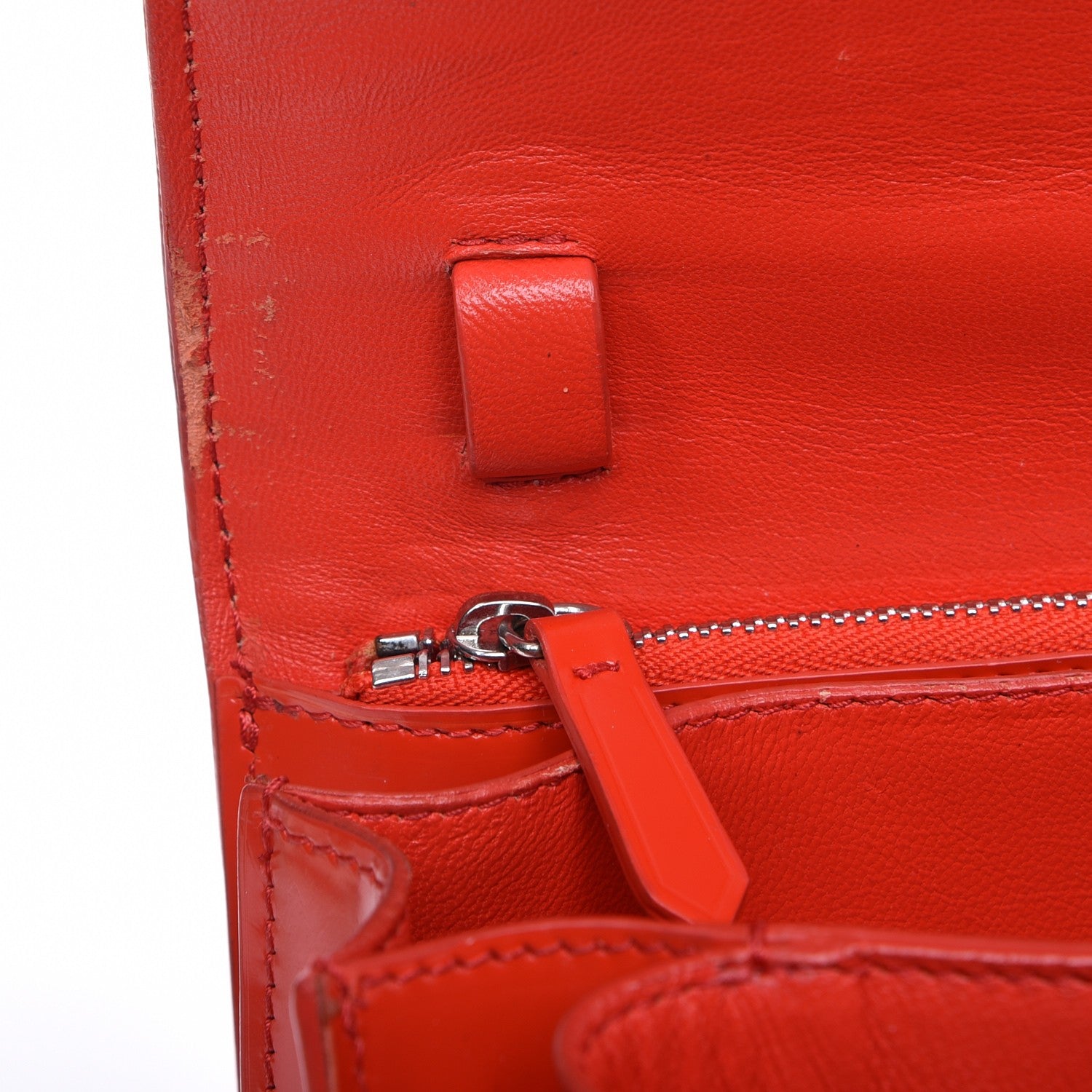 Celine Spazzolato Calfskin Classic Box Medium Flap Vermillion 9 of 10