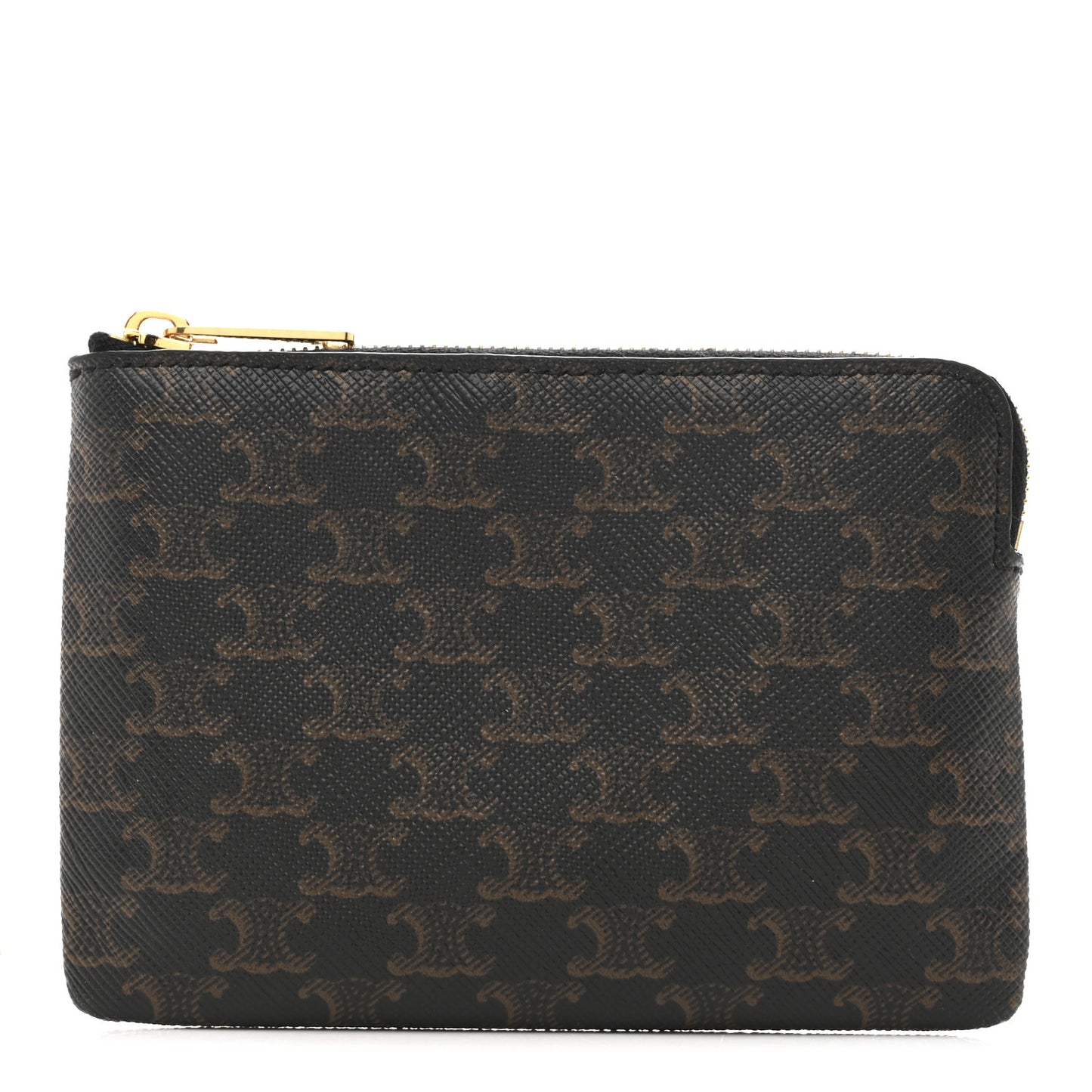 Triomphe Canvas Coin and Card Pouch With Hook Black
