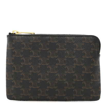Celine Triomphe Canvas Coin and Card Pouch With Hook Black 1 of 10