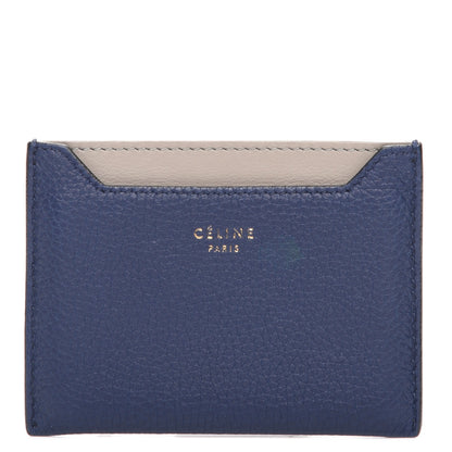 Celine Baby Drummed Calfskin Bi-Color Card Holder Marine Stone 1 of 8