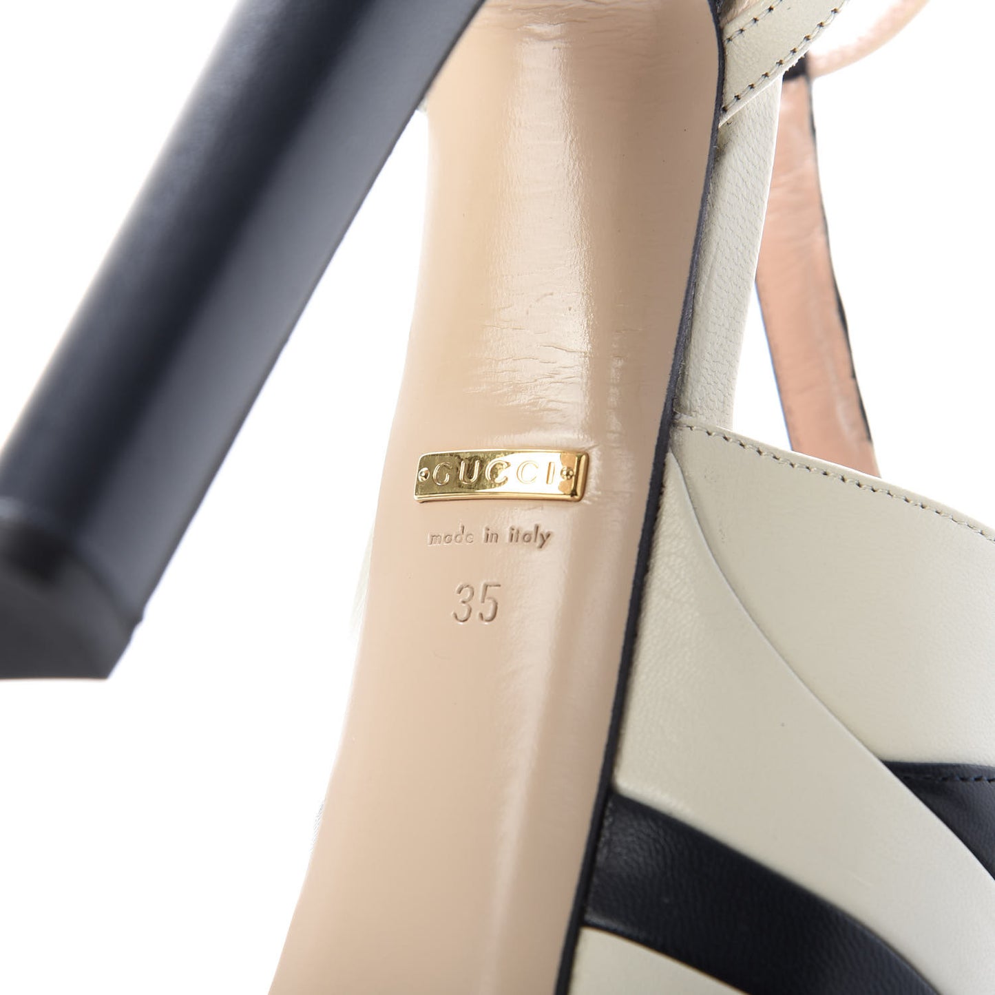 Calfskin Angel T-Strap Platform High Heel Pumps 35 Black