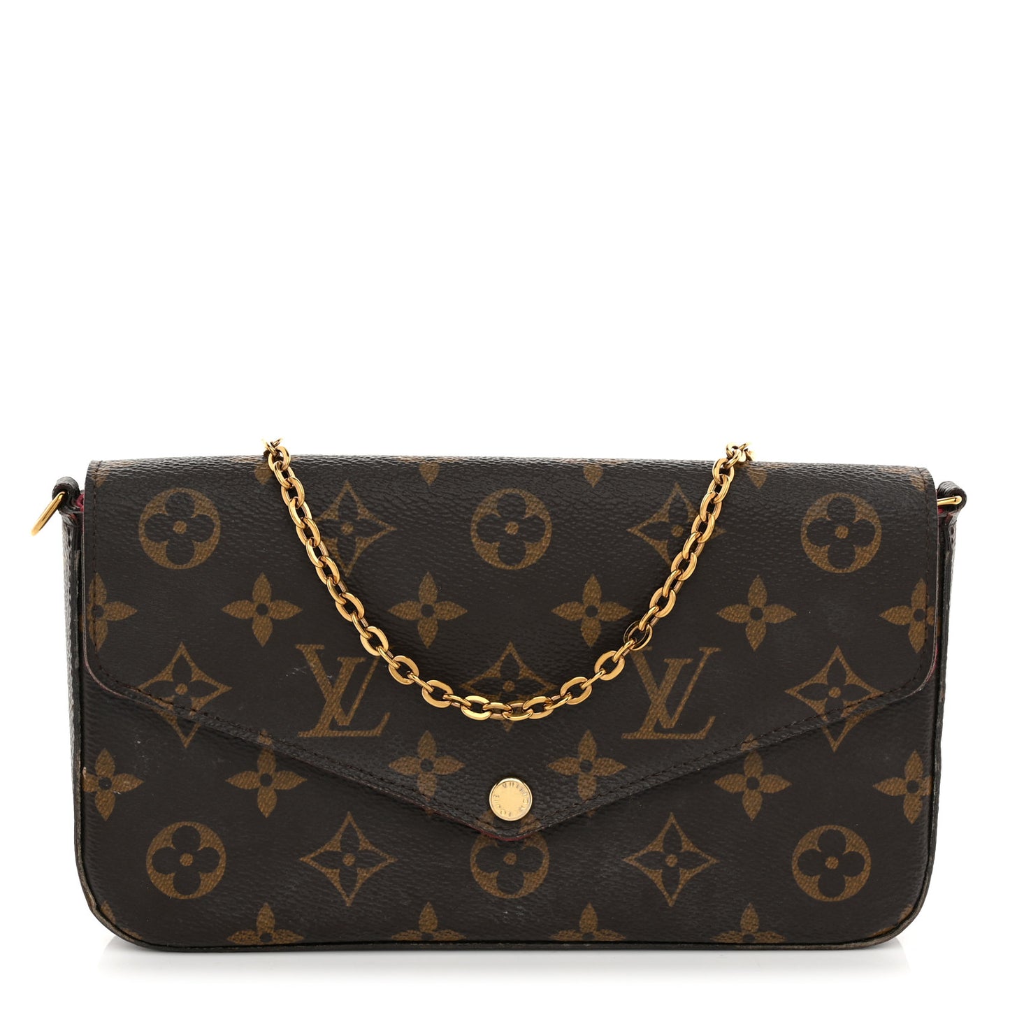 Monogram Pochette Felicie Chain Wallet Fuchsia