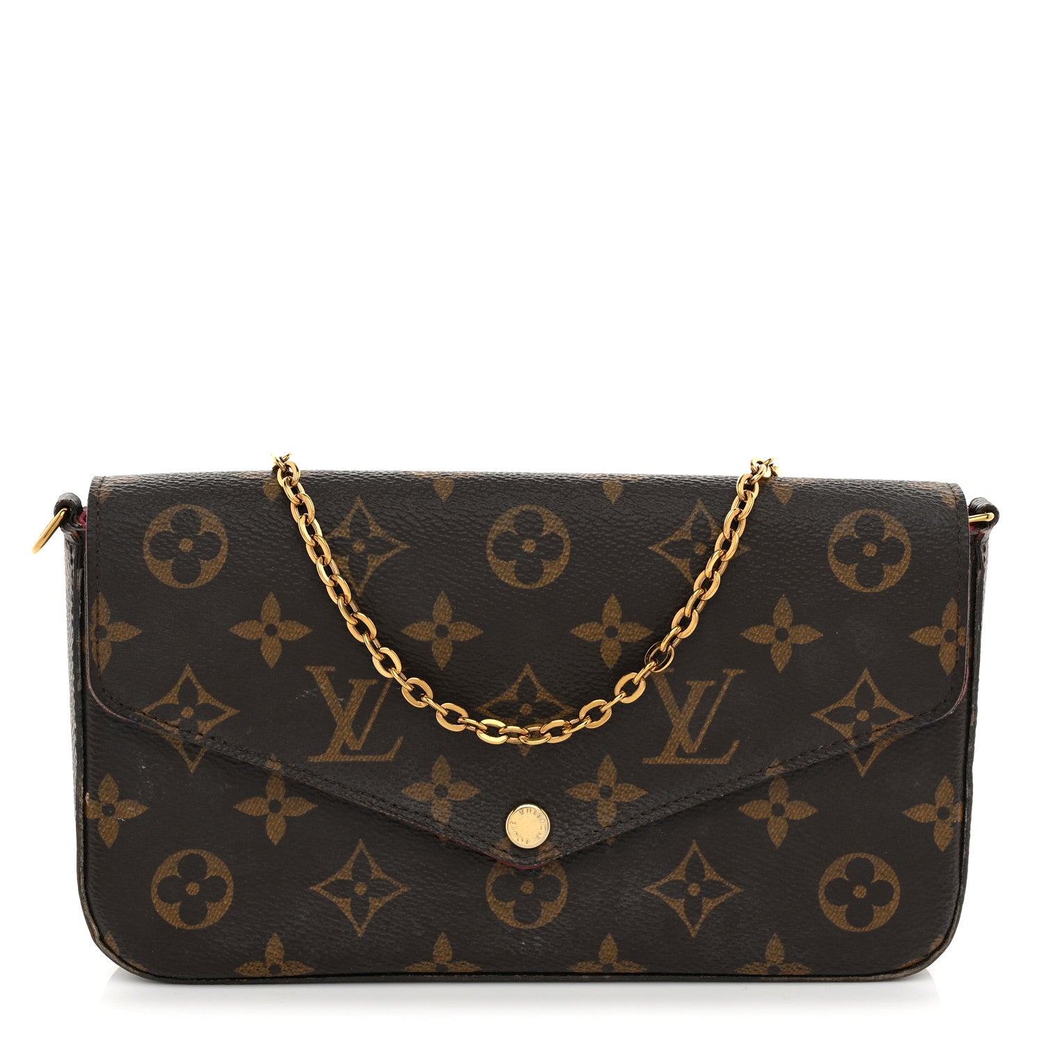 Louis Vuitton Monogram Pochette Felicie Chain Wallet Fuchsia 1 of 10