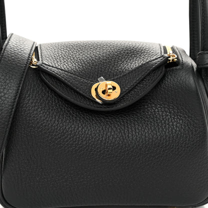 Hermes Taurillon Clemence Mini Lindy 20 Black 8 of 10