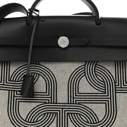 Hermes H Plume Canvas Vache Hunter Circuit Herbag Cabin Zip Retourne 50 Black Ecru 9 of 13