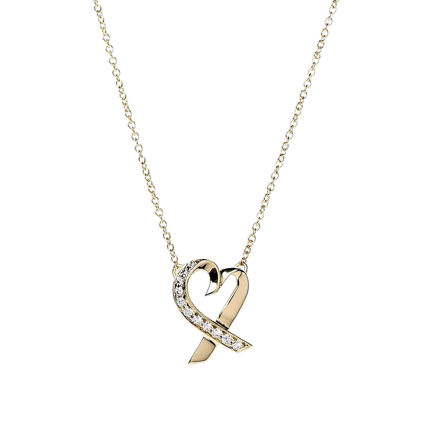 Tiffany 18K Yellow Gold Diamond Small Paloma Picasso Loving Heart Pendant Necklace 4 of 6