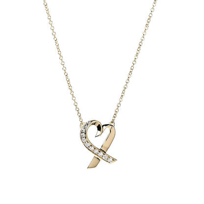 Tiffany 18K Yellow Gold Diamond Small Paloma Picasso Loving Heart Pendant Necklace 4 of 6