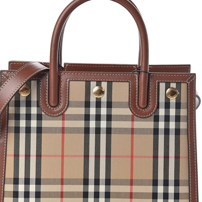 Burberry Calfskin Vintage Check Mini Two Handle Title Bag Archive Beige 5 of 7