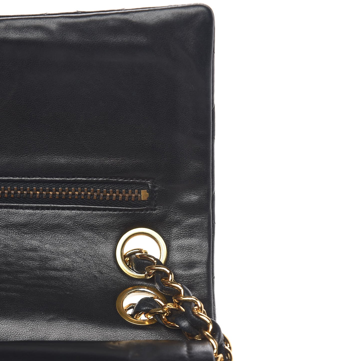 Lambskin Quilted Medium Double Flap Black