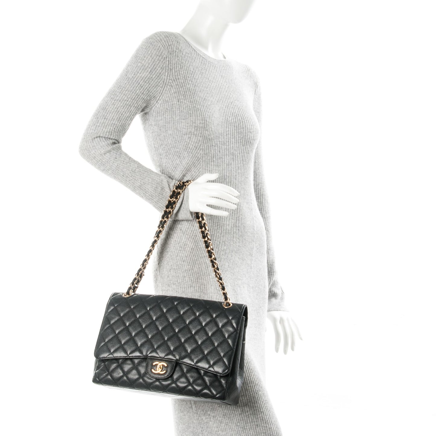Caviar Quilted Maxi Single Flap Black