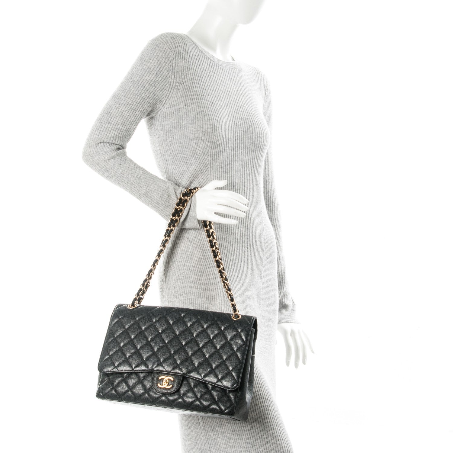 Chanel Caviar Quilted Maxi Single Flap Black 2 of 8