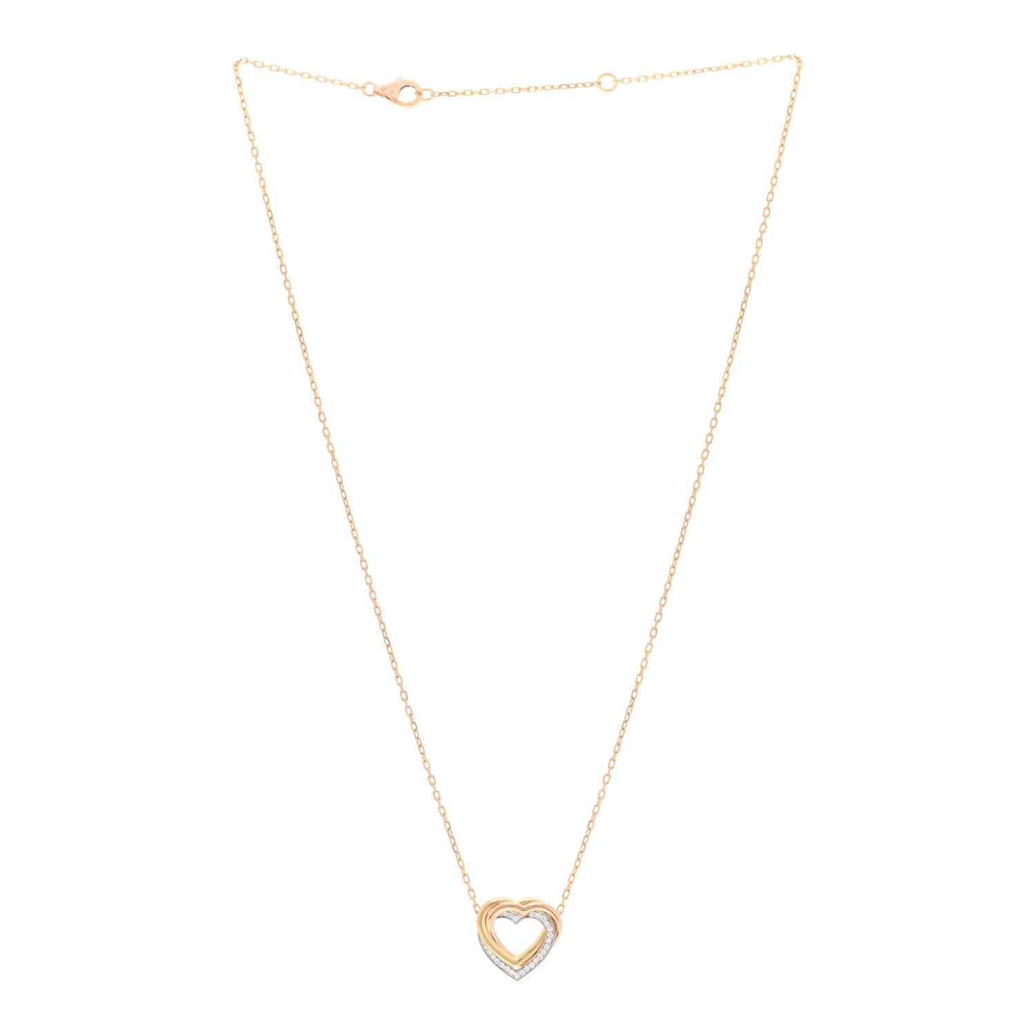 Cartier 18K Pink Yellow White Gold Diamond Trinity Heart Paved Pendant Necklace 2 of 4