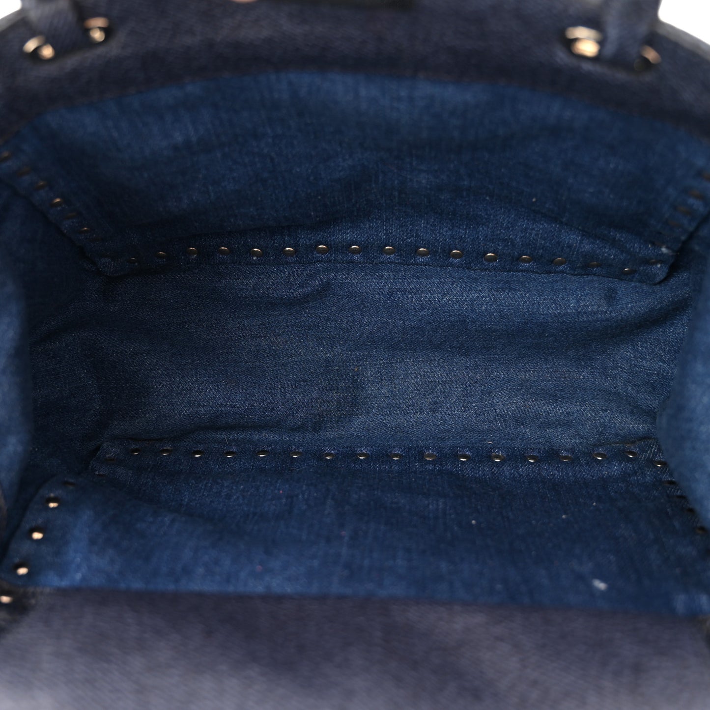 Denim Butterfly Embroidered Small Rockstud Tote Light Denim Multicolor