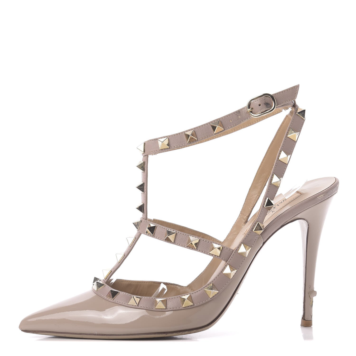 Valentino Garavani Patent Rockstud Ankle Strap Pumps 39 Poudre 1 of 12