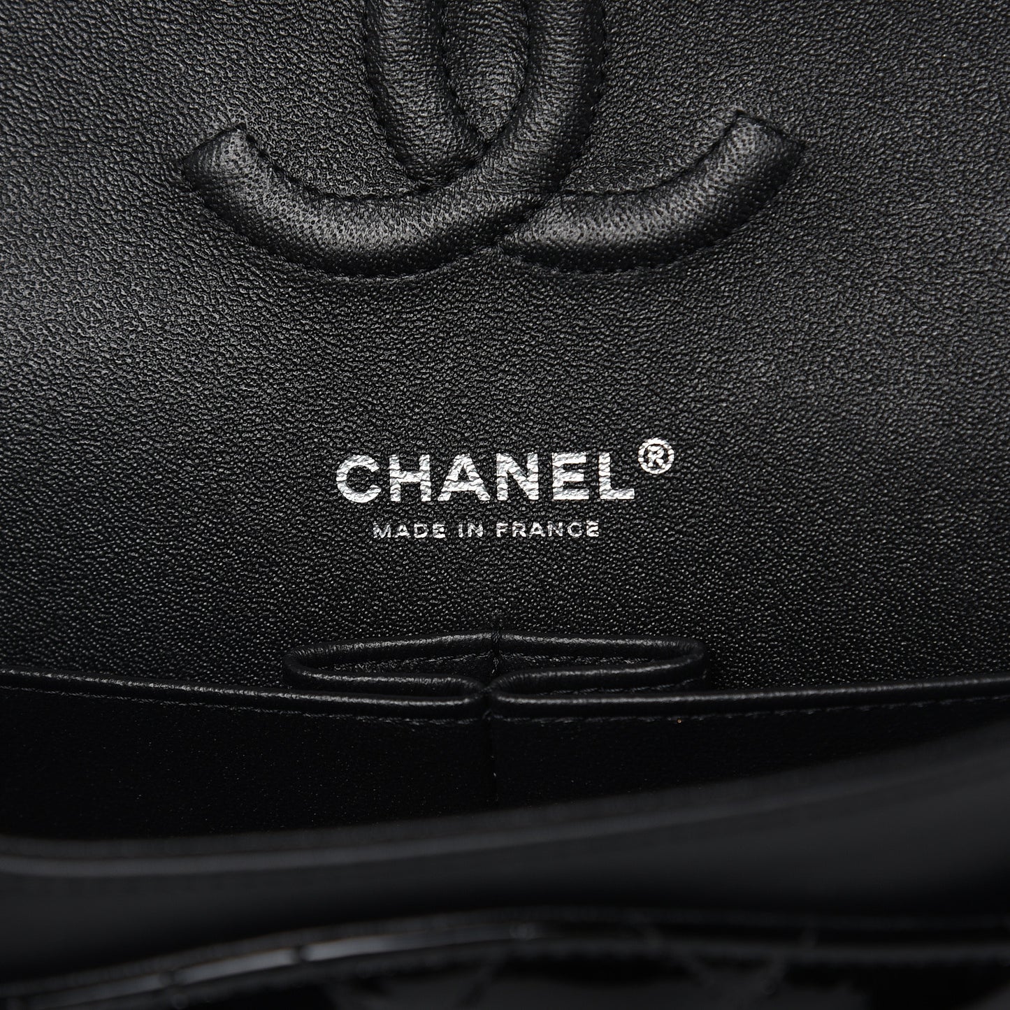 Patent Quilted Medium Double Flap Black