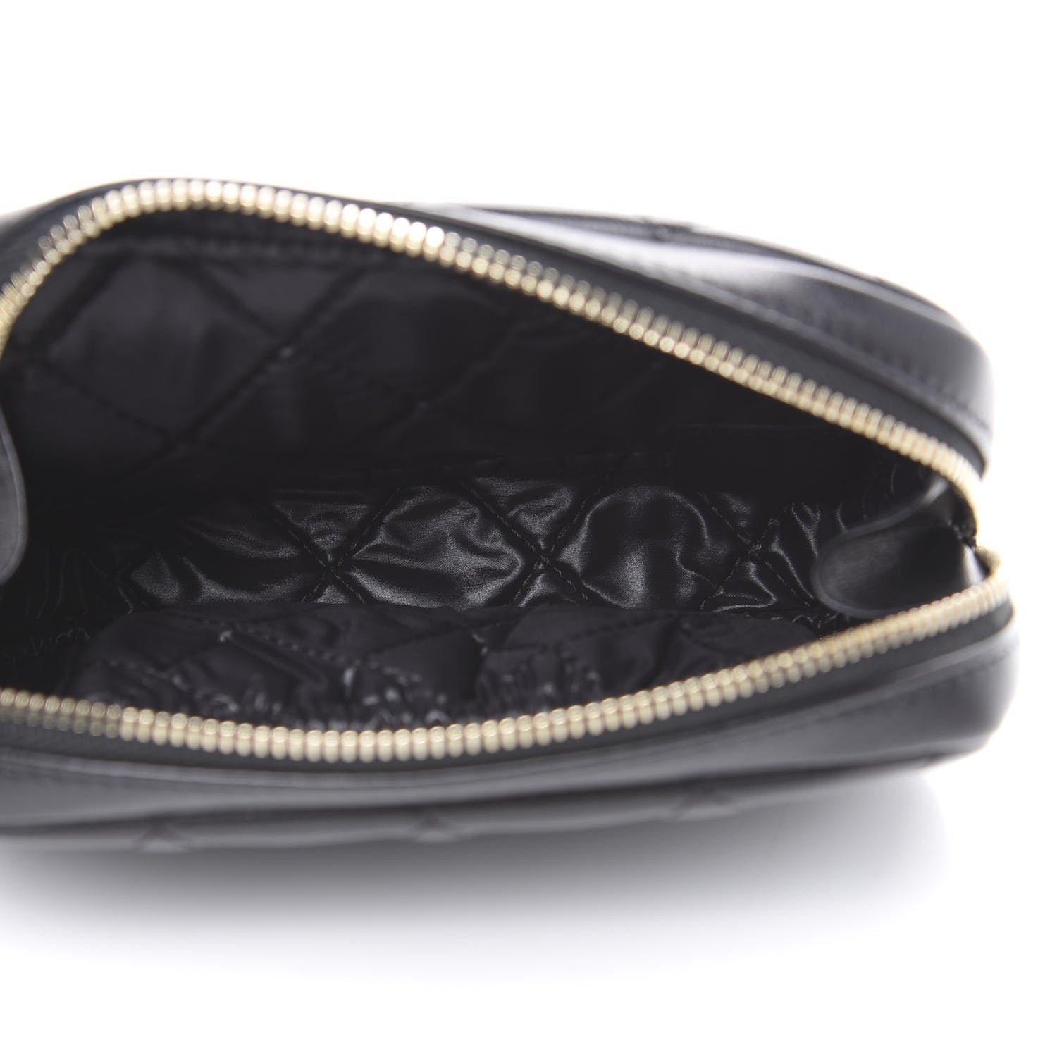 Chanel Lambskin Quilted Small Curvy Pouch Cosmetic Case Black 4 of 9
