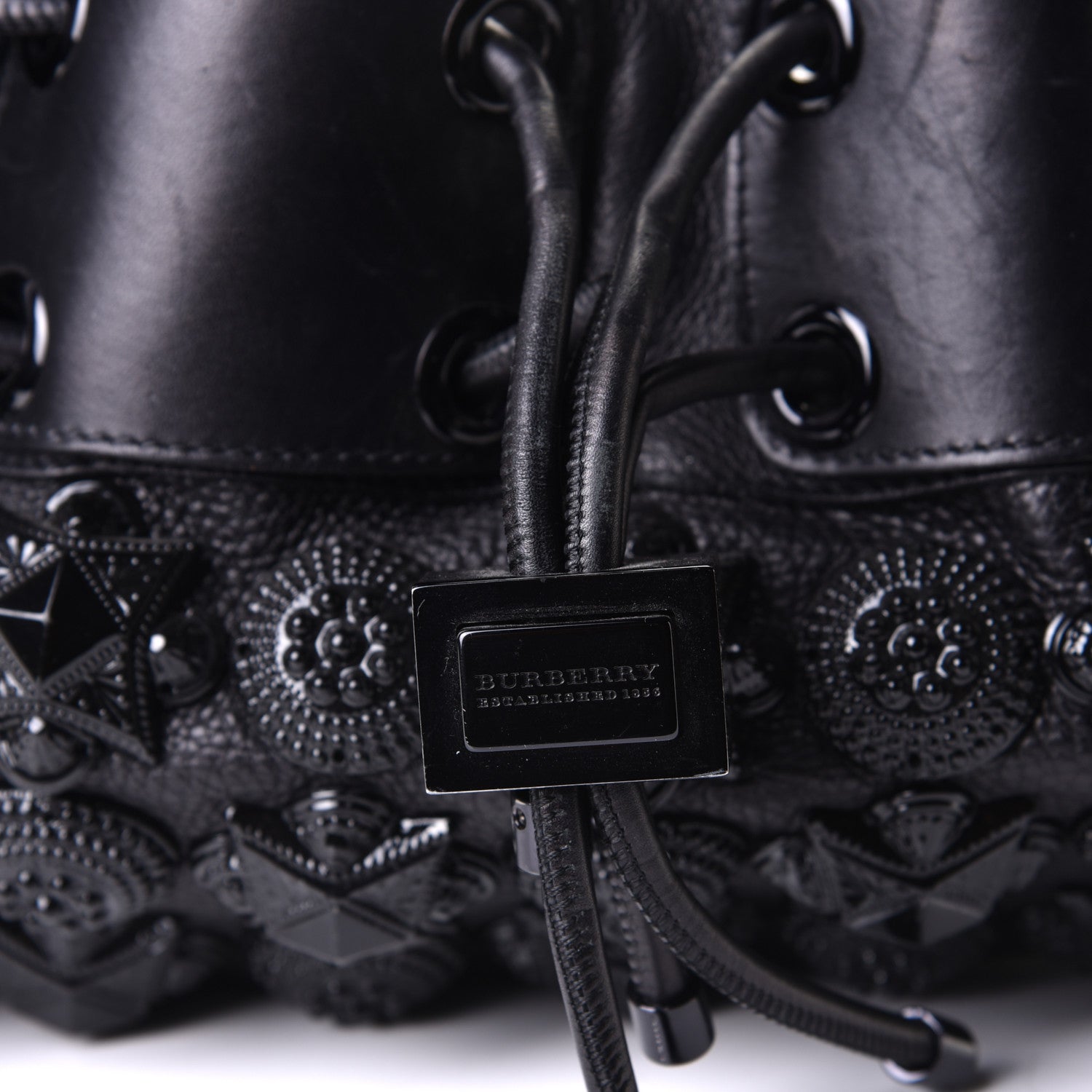 Burberry Calfskin Mason Warrior Studded Hobo Black 5 of 6