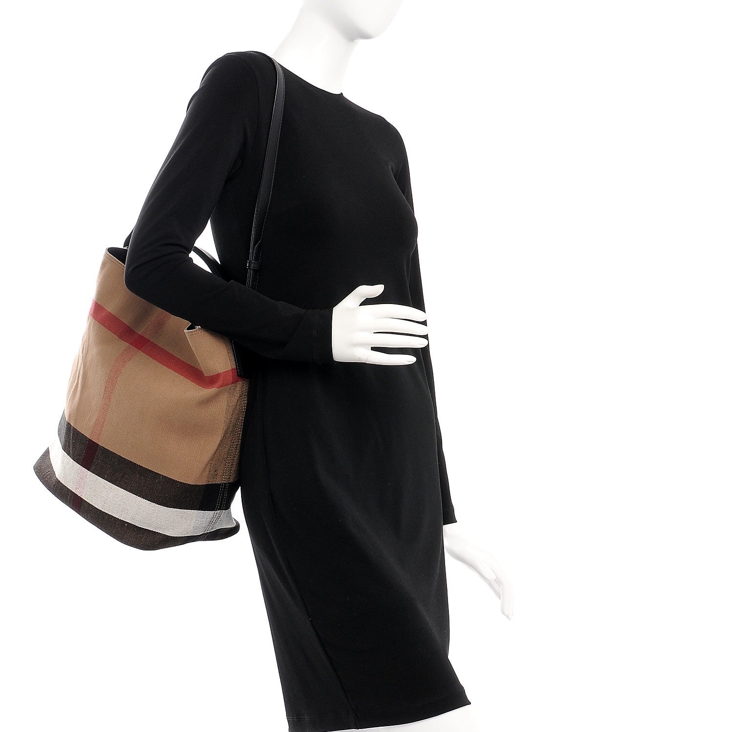 Burberry Canvas Mega Check Medium Ashby Hobo Black 3 of 9