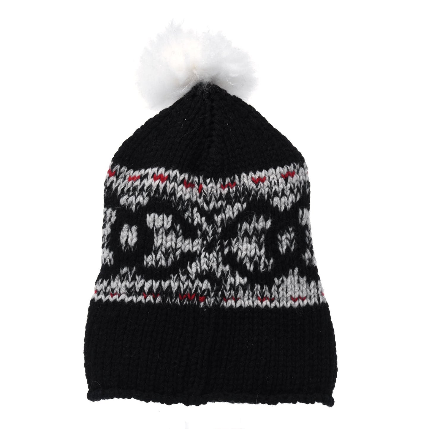Wool Shearling Sheepskin CC Beanie Hat Black Multicolor