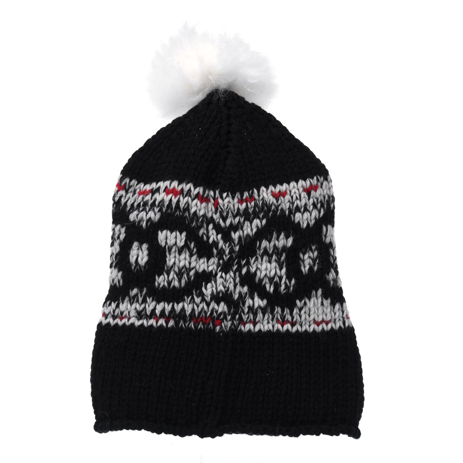 Chanel Wool Shearling Sheepskin CC Beanie Hat Black Multicolor 2 of 6