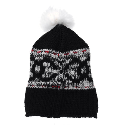 Chanel Wool Shearling Sheepskin CC Beanie Hat Black Multicolor 2 of 6