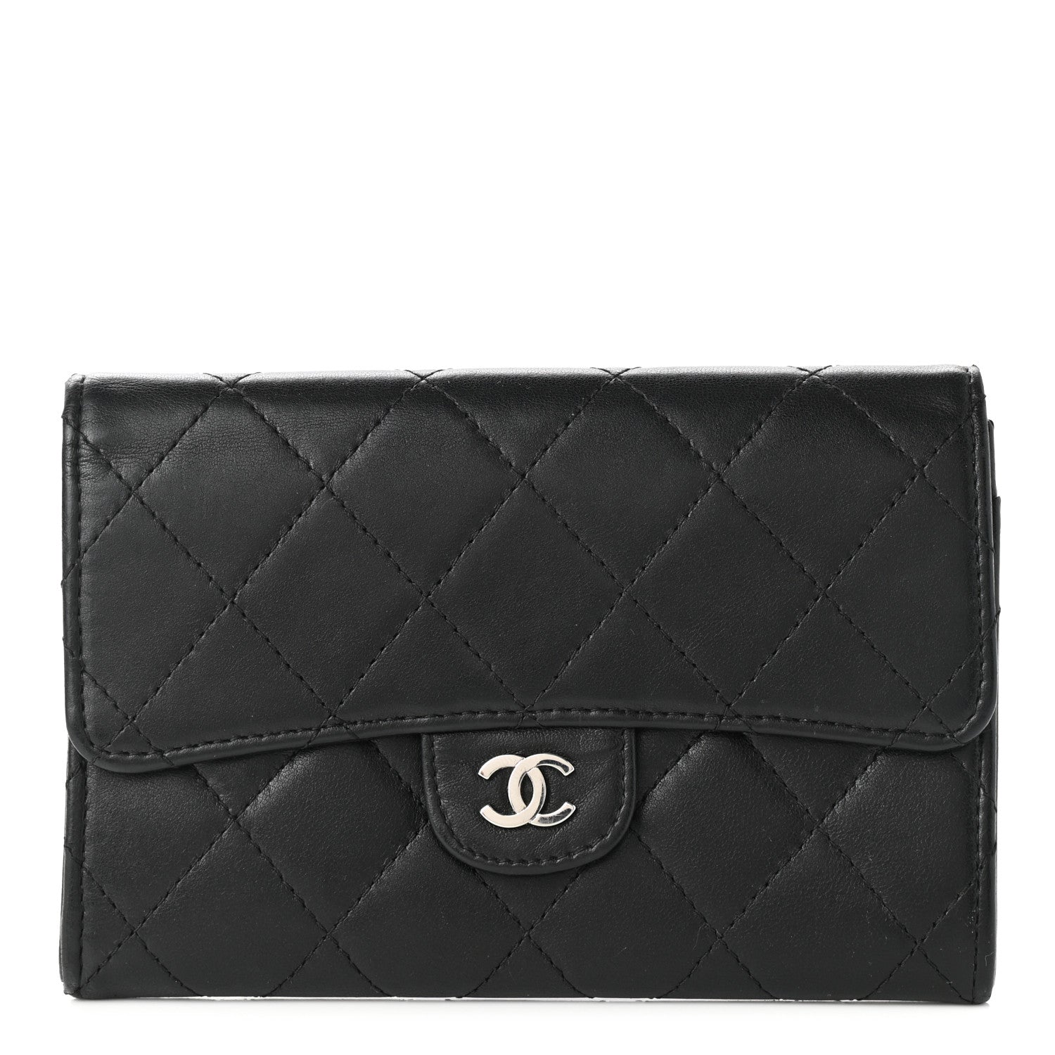 Chanel Lambskin Quilted Small Flap Wallet Black 1 of 8