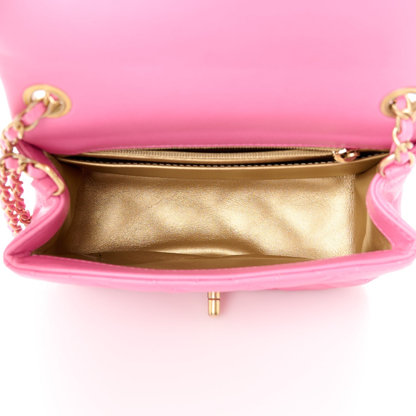 Lambskin Quilted Mini Pearl Crush Flap Pink