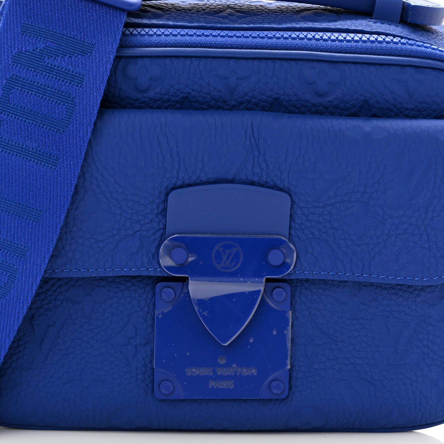 Taurillon Monogram S Lock Messenger Blue