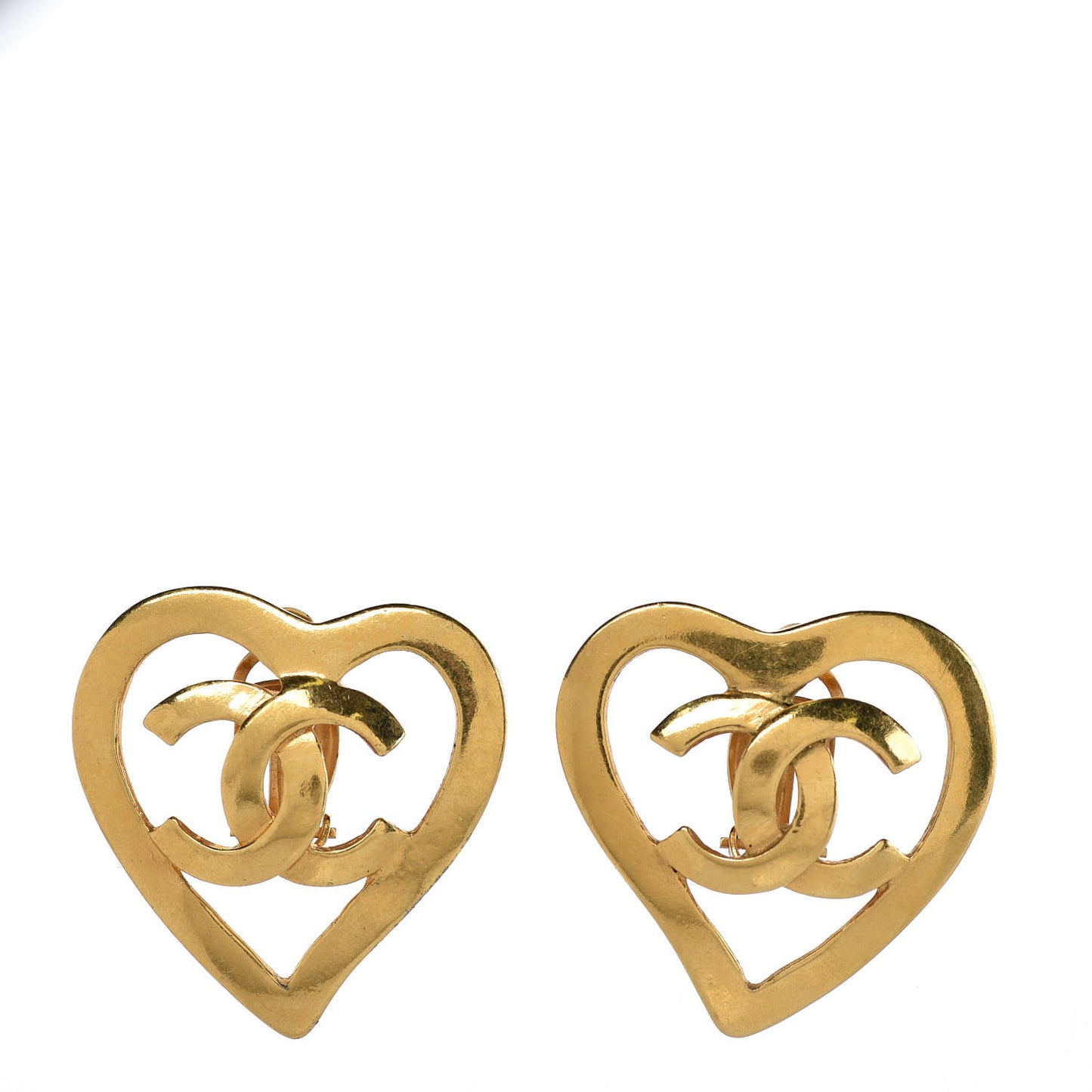 CC Heart Clip On Earrings Gold
