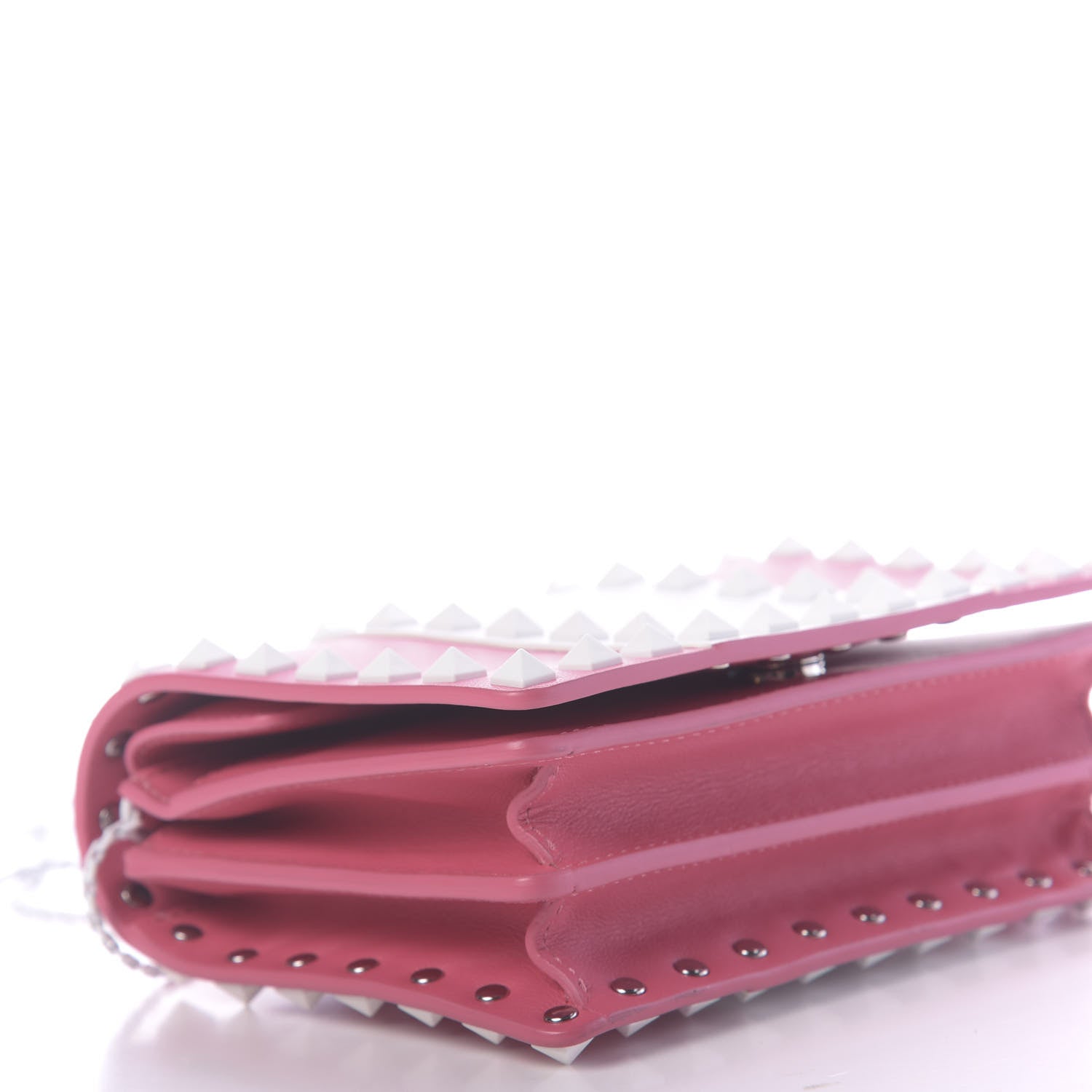 Valentino Garavani Vitello Colorblock Free Rockstud Wallet on Chain Shadow Pink Optic White 6 of 11