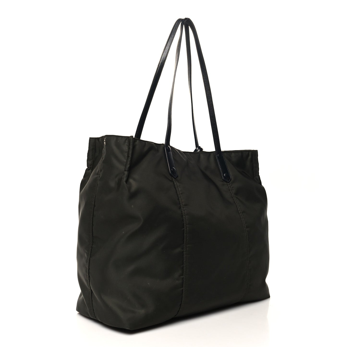 Tessuto Nylon Glace Calfskin Etiquette Tote Militare Black