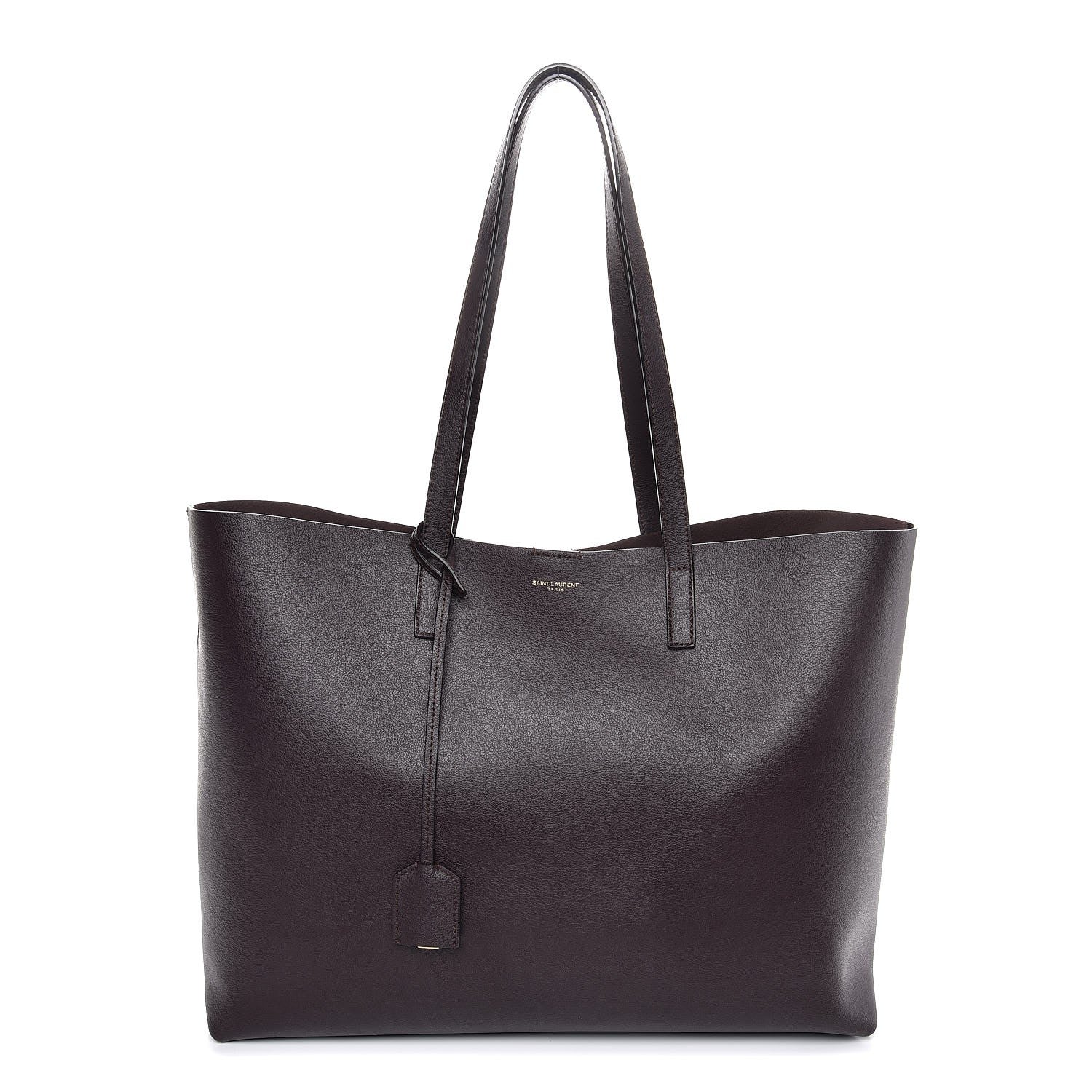 Saint Laurent Calfskin Large Shopping Tote Dark Brown 3 of 8