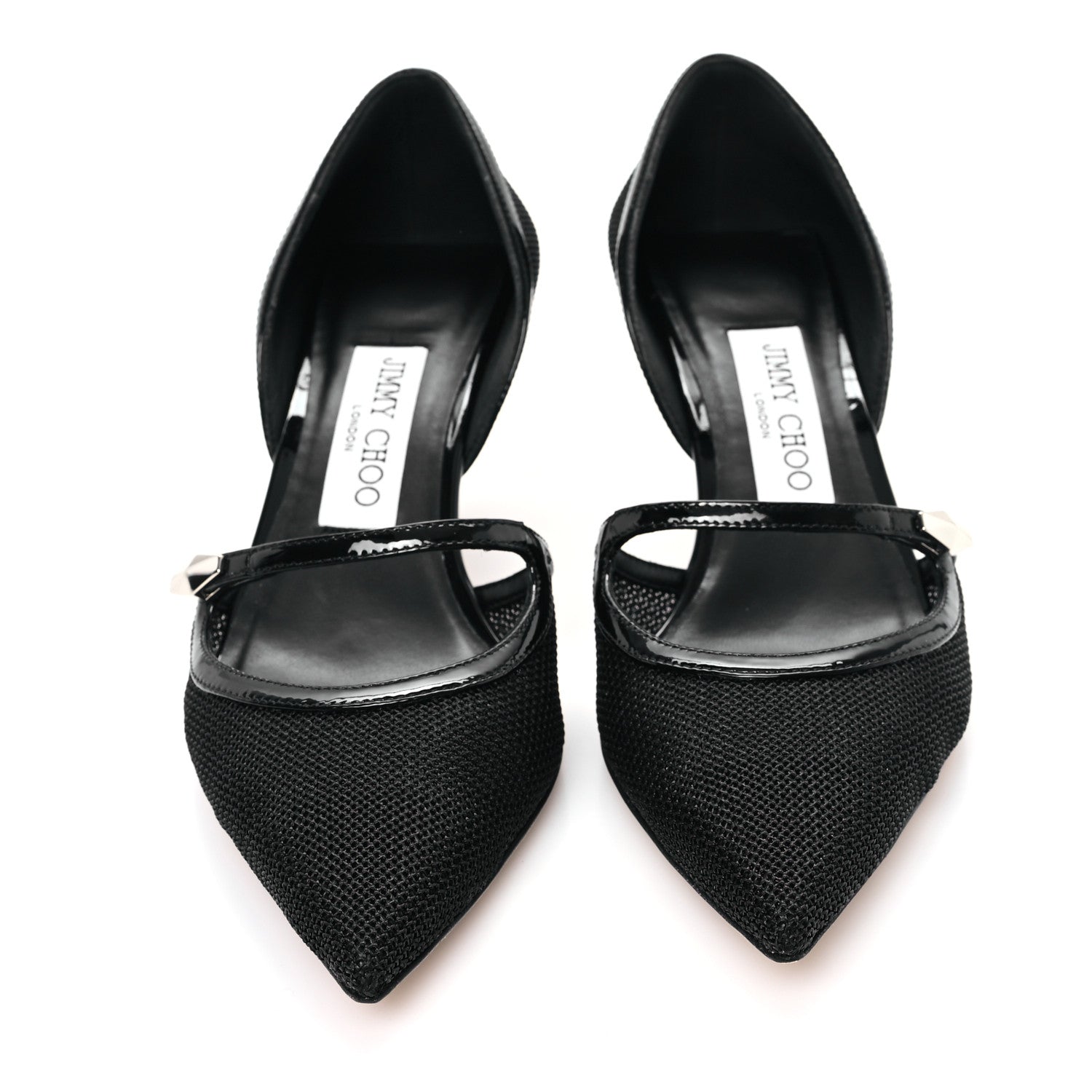 Jimmy Choo Mesh Patent Carolyn 60 Pumps 36.5 Black 3 of 9