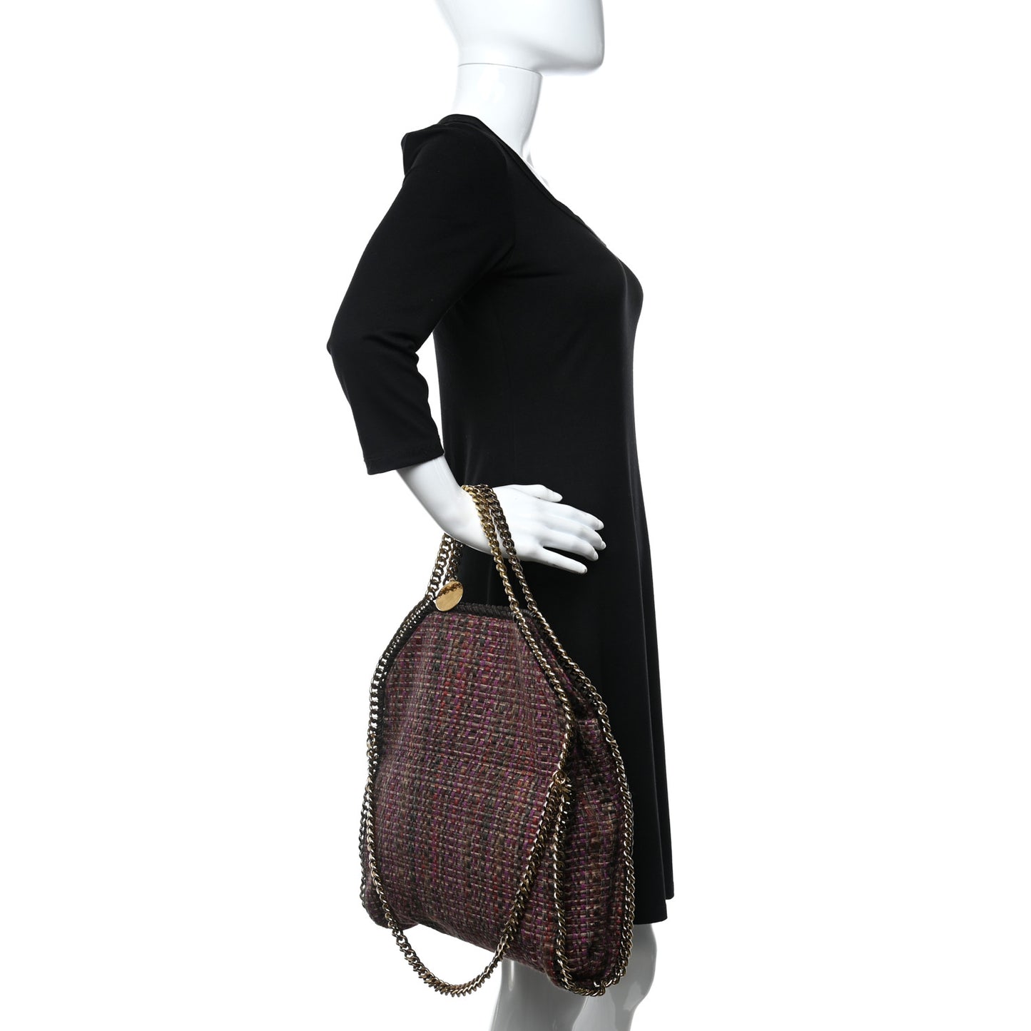 Metallic Woven Boucle Fold Over Falabella Tote Multicolor