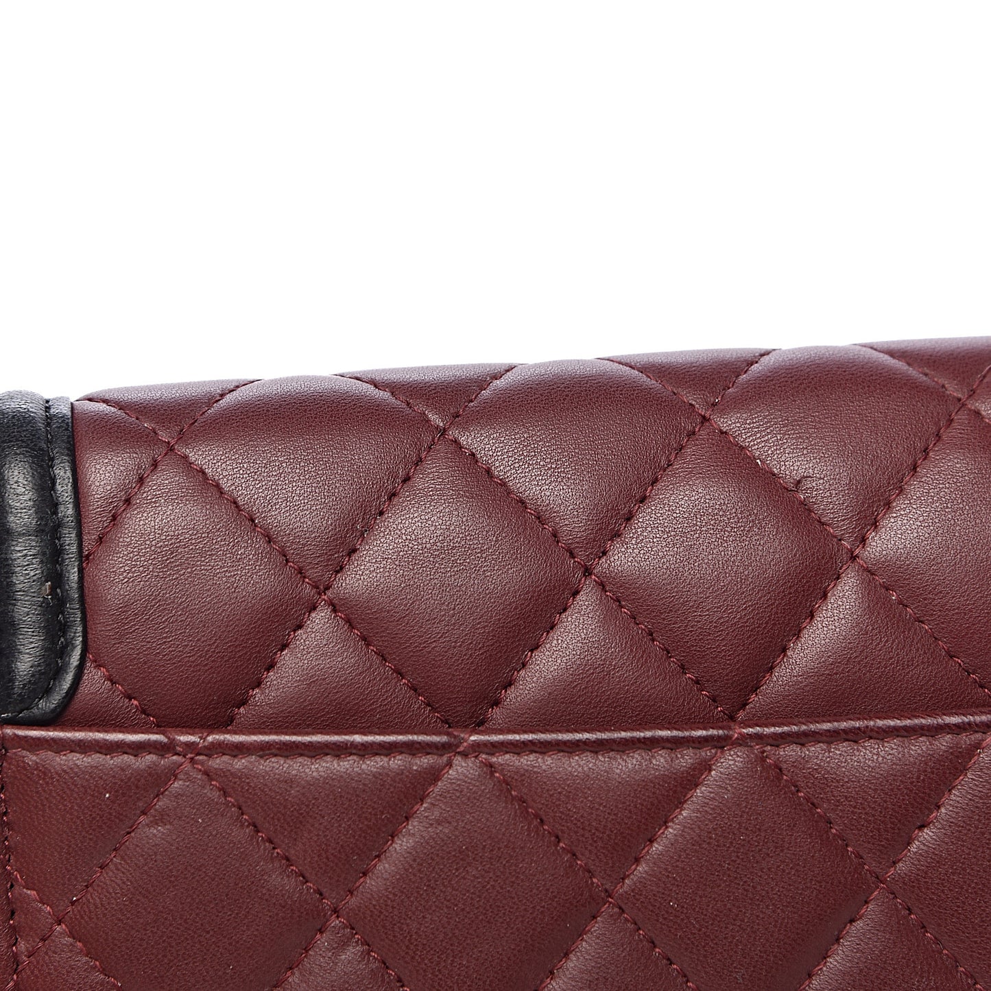 Lambskin Quilted Two Tone Clutch With Chain Burgundy Black