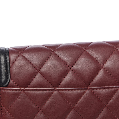 Chanel Lambskin Quilted Two Tone Clutch With Chain Burgundy Black 12 of 14